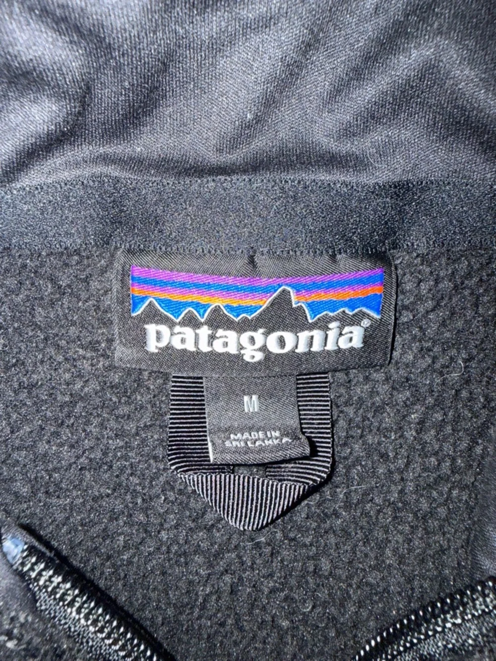 Patagonia Black Fleece Vest with Multicolor Logo - Black